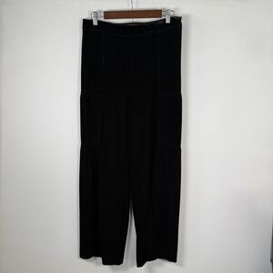 Soft Surroundings Soft Velour Pullon Black Pants Straight Leg Pockets Small